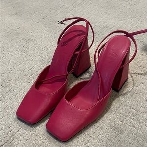 Mango Pink Women's Block Heel Sandals